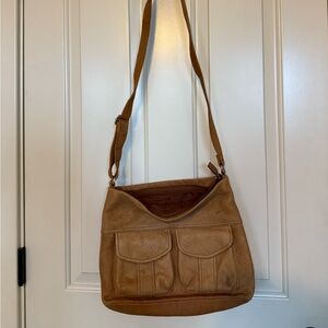 Fossil Tan Leather Crossbody Bag